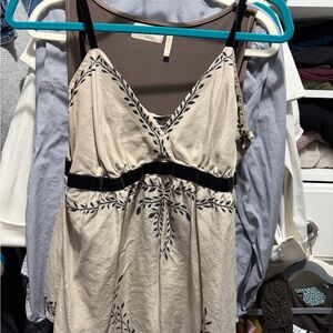 The Limited Beige Dress with Black Leaf Trim